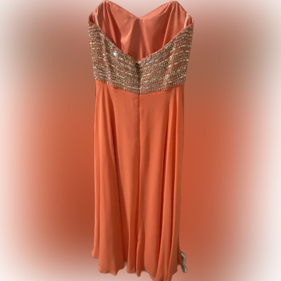Laura Petite Pink/Salmon Beaded Strapless Maxi Dress - Picture 2 of 6